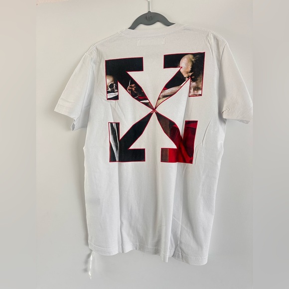 Off-White White T-Shirt with Red and Black Graphic - Picture 7 of 12